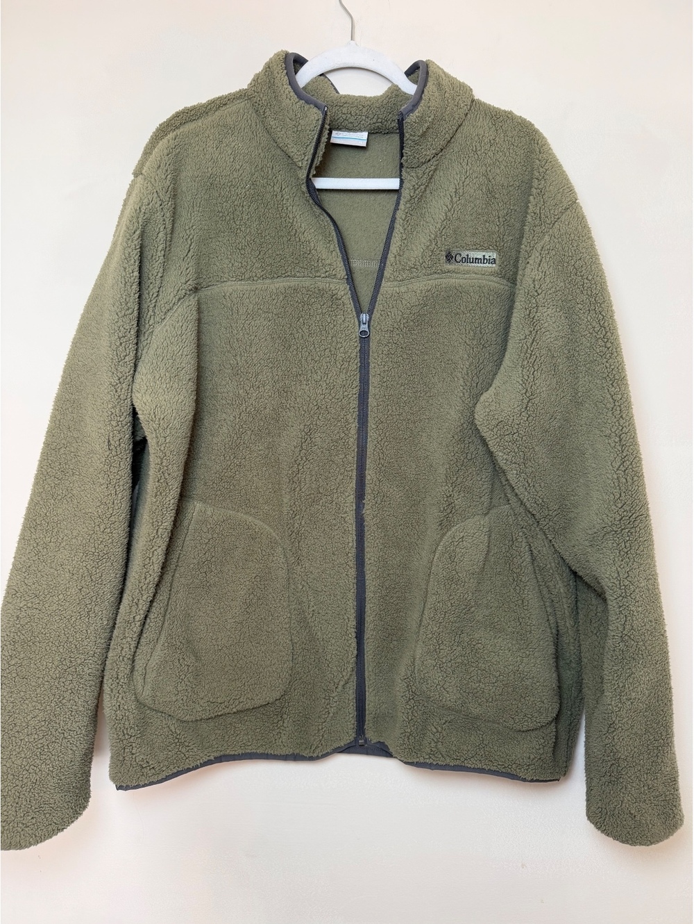 Columbia Mens Rugged Ridge II Sherpa Fleece Full Zip Jacket Green Men's Size XL